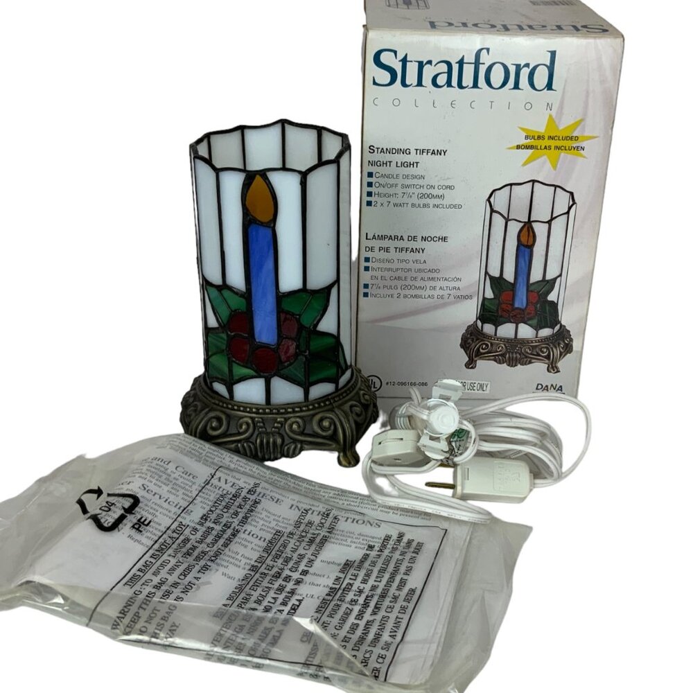 Stratford Collection Standing Tiffany Night Light Candle Design Christmas Decor